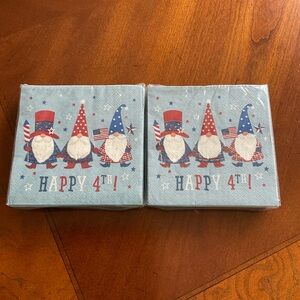 Patriotic Gnome Napkins, cocktail, drink size, 80 count, red white & blue